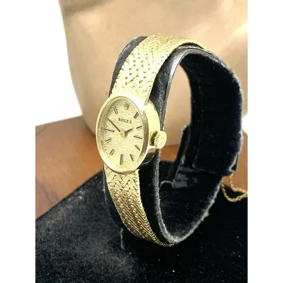 Rolex Women's Watch Vintage 8193 Cocktail 14k Gold 1400 Manual Wind Petite 15mm - Picture 2 of 16